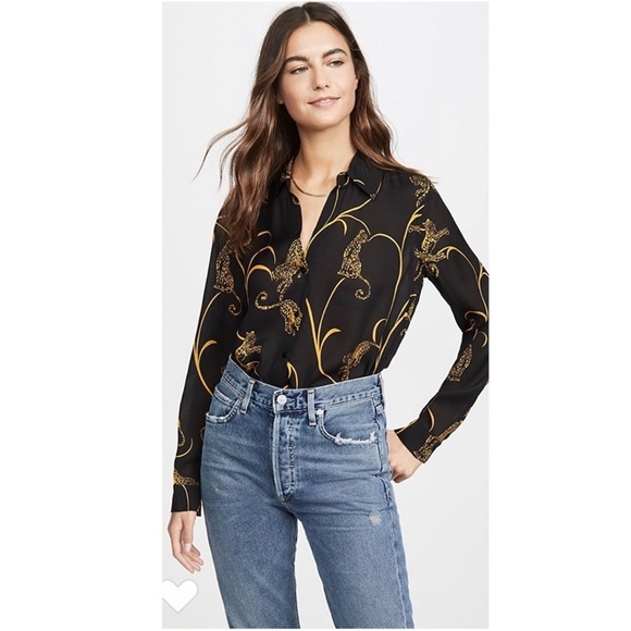 L’Agence Nina Blouse in Black/Gold Tiger.